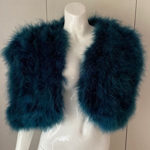 Feather stole.   Blue feather vest